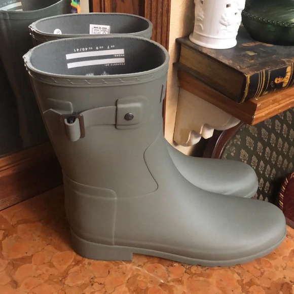 New Hunter Refined Slim Fit Short Rain Boots Gray Wellies, Wellingtons 9 - Picture 8 of 10